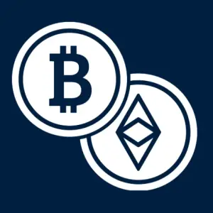Ikone za investiranje v kriptovalute Bitcoin in Ethereum
